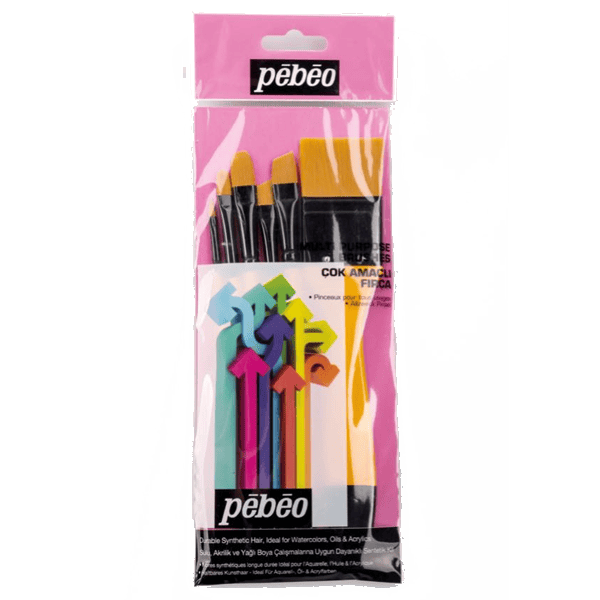 Pebeo Fırça Seti Düz Kesik Kısa Saplı No:0-2-4-10-12-18 6 LI SET-3