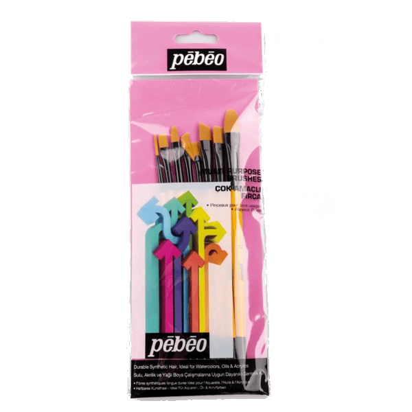 Pebeo Fırça Seti Düz Kesik-Yelpaze-Angular-Kedi Dili-Çizgi 8 Lİ SET-7