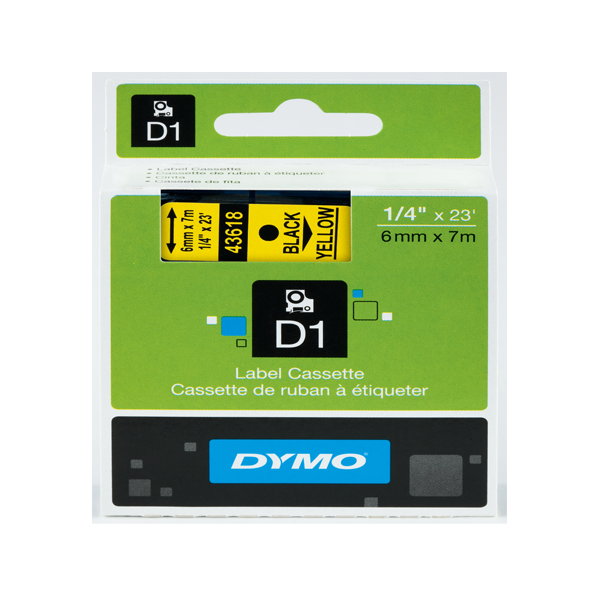 Dymo D1 Şerit Standart 6 MMx7 MT Sarı Üzerine Siyah 43618 S0720790