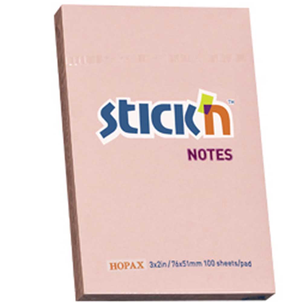Hopax Stıckn Yapışkanlı Not Kağıdı 100 YP 76x51 Pastel Pembe HE21145