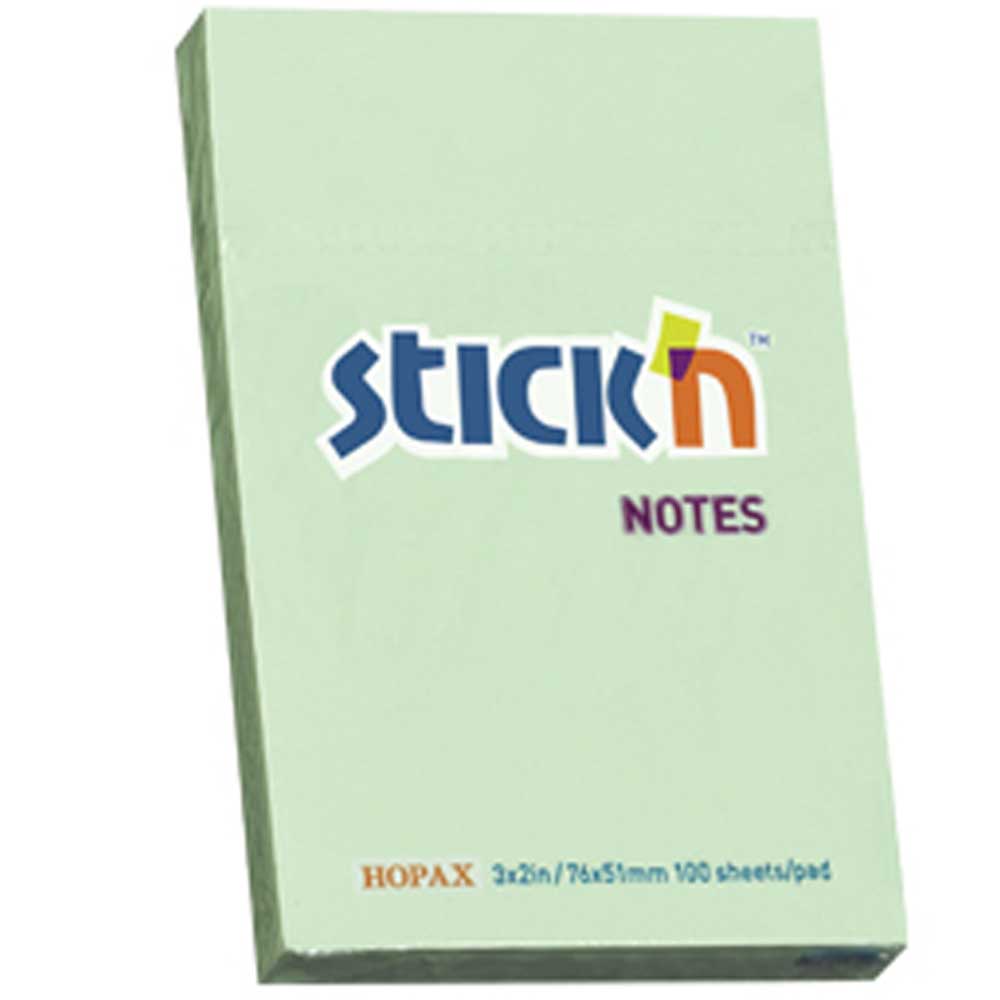 Hopax Stıckn Yapışkanlı Not Kağıdı 100 YP 76x51 Pastel Yeşil HE21147