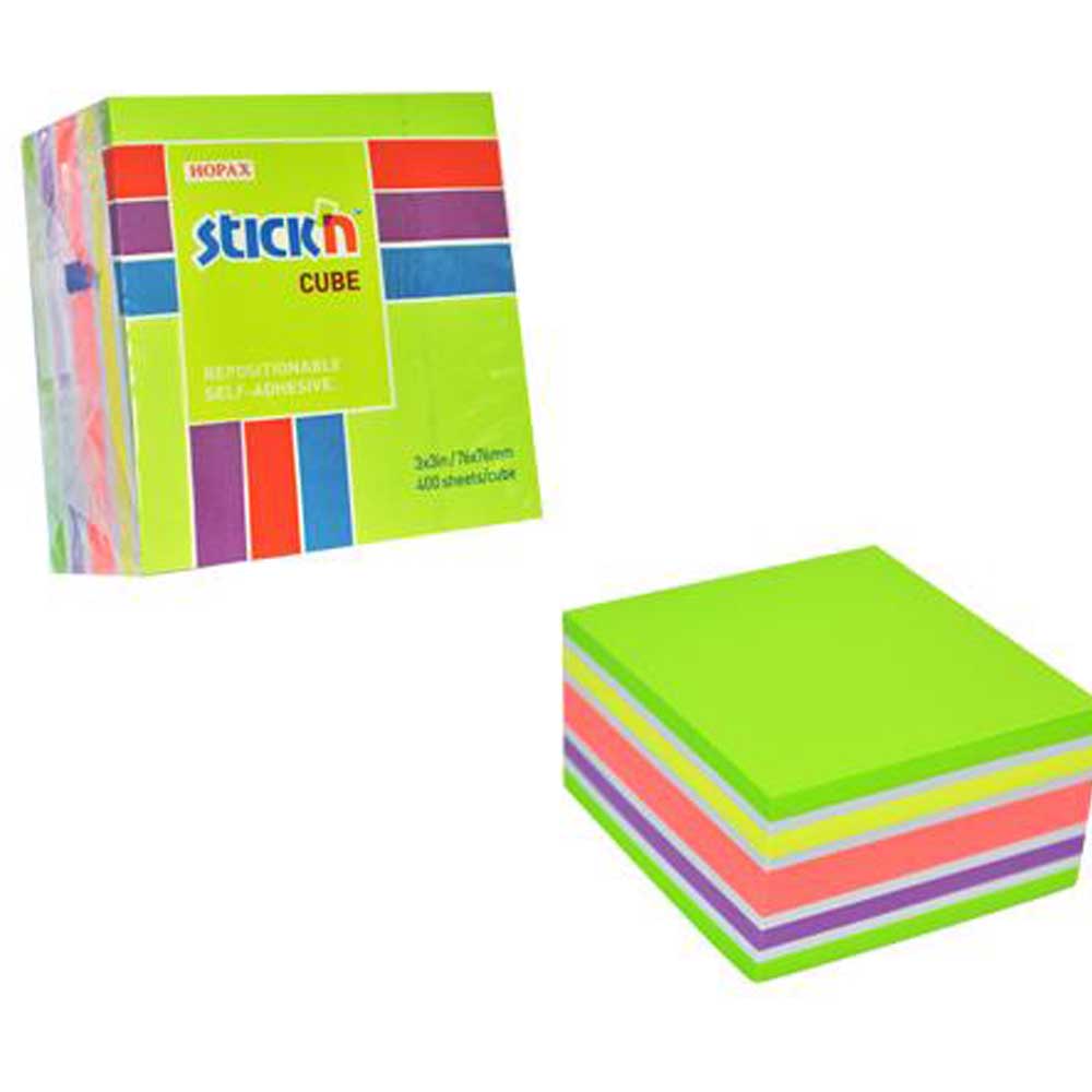 Hopax Stıckn Yapışkanlı Not Kağıdı Küp 400 YP 76x76 5 NP Mıx-A Renk 21537