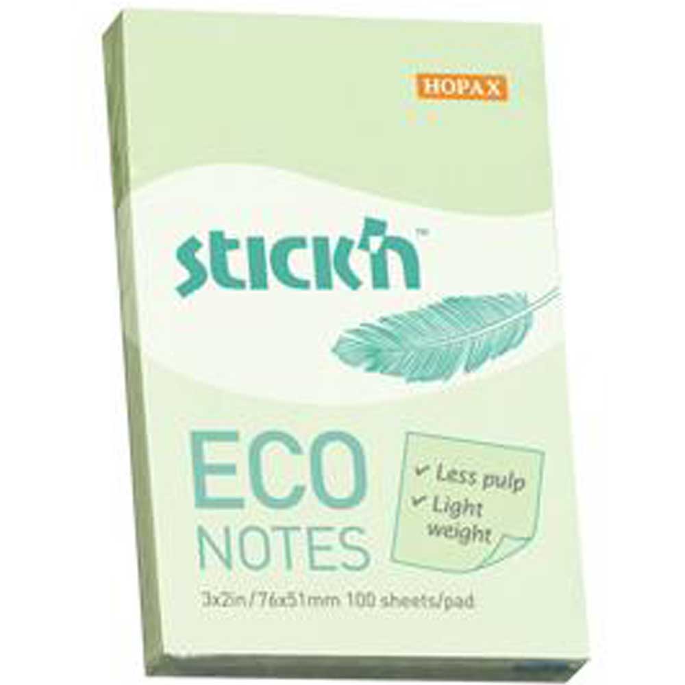 Hopax Stıckn Yapışkanlı Not Kağıdı 100 YP 76x51 Eco Patel Yeşil HE21744