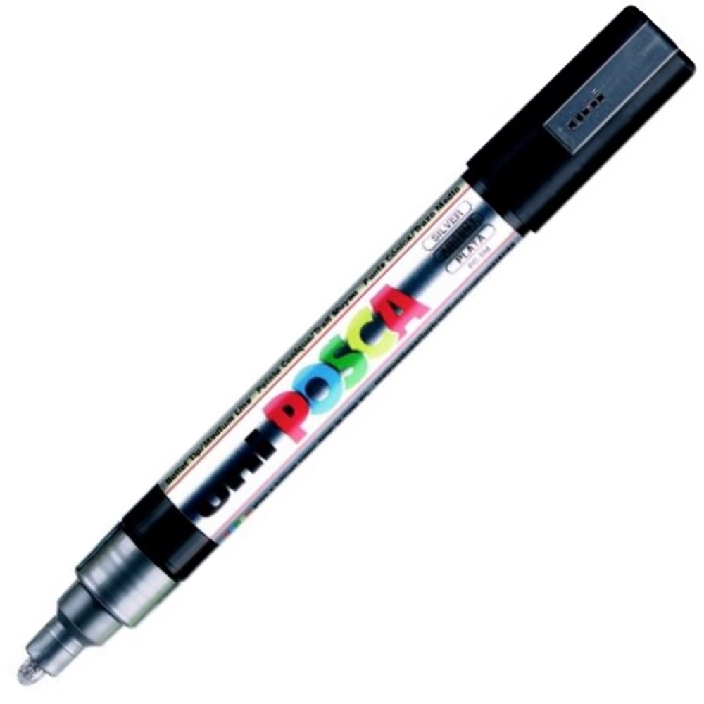 Uni-Ball Posca 1.8-2.5 Su Bazlı Poster Markörü Gümüş PC-5M