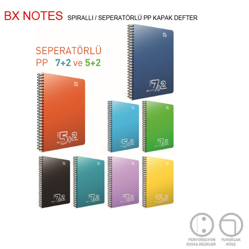 Gıpta Bx Notes Spiralli Seperatörlü Plastik Kapak Defter A4 180 YP 5+2 5036