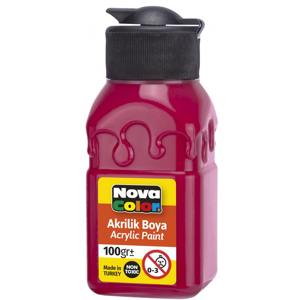 Nova Color Akrilik Boya Şişe 100 CC Ateş Kırmızısı NC-2023