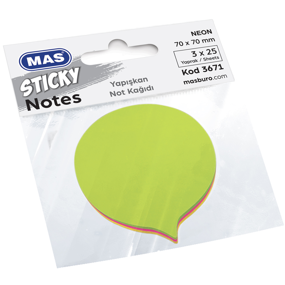 Mas Yapışkanlı Şekilli Not kağıt Balon 75 Syf 3671
