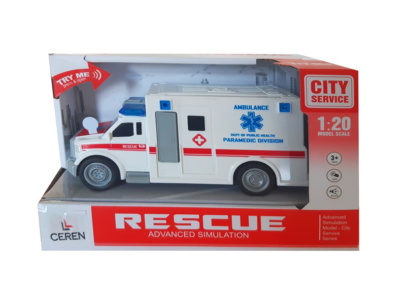 Ctoy Oyuncak Işıklı Ve Sesli Sürtmeli Ambulans 1:20 WY670A