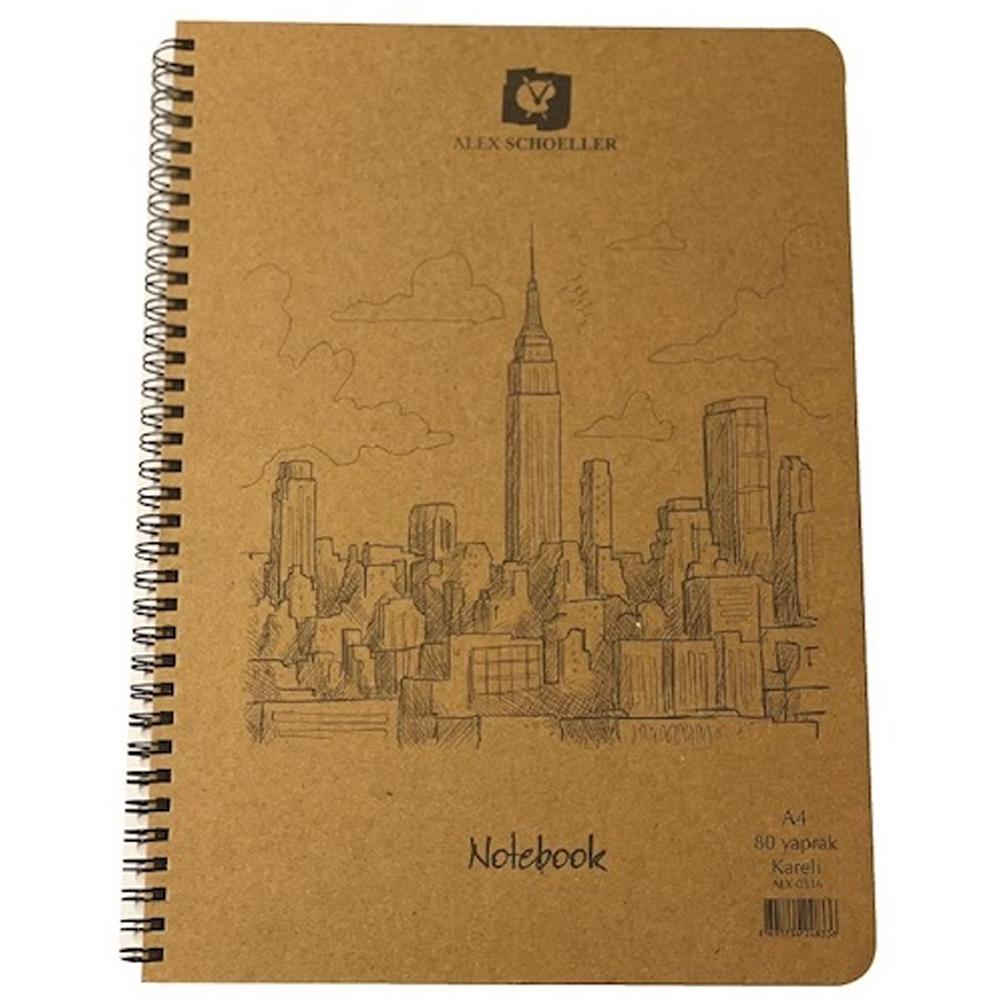 Alex Schoeller Spiralli A4 80 Li 70 GR Düz Kraft Sert Kapak.Alx-0862