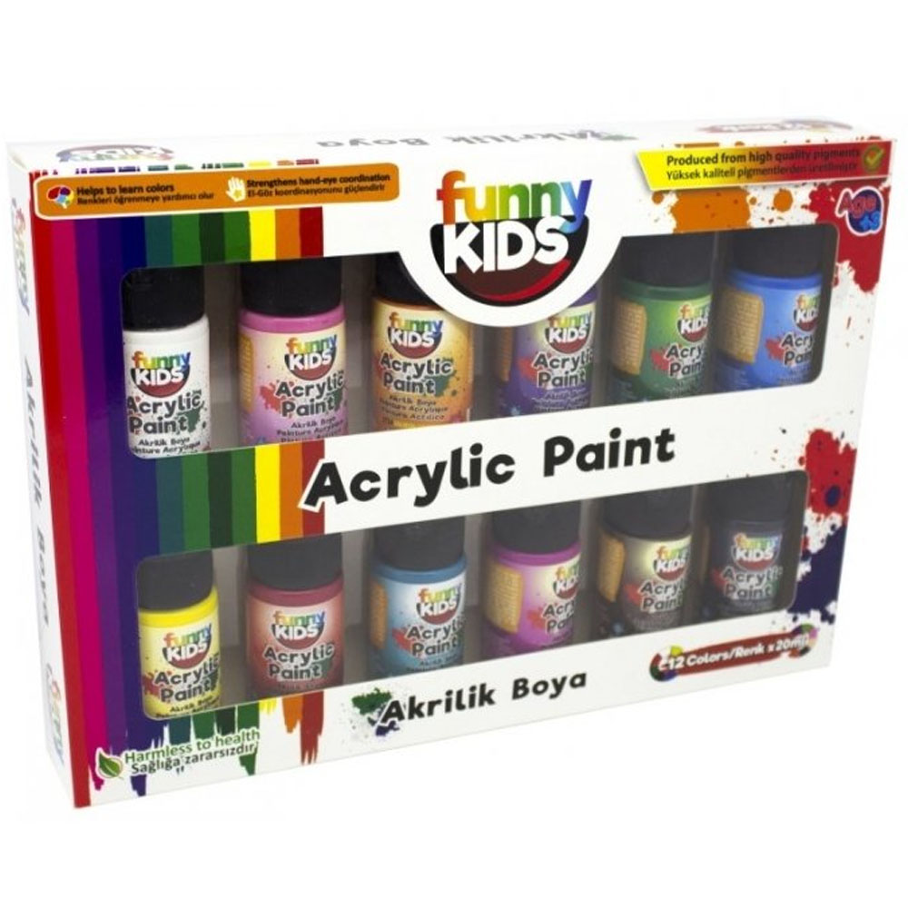 Funny Kids Akrilik Boya 12 Li Set 20 ML