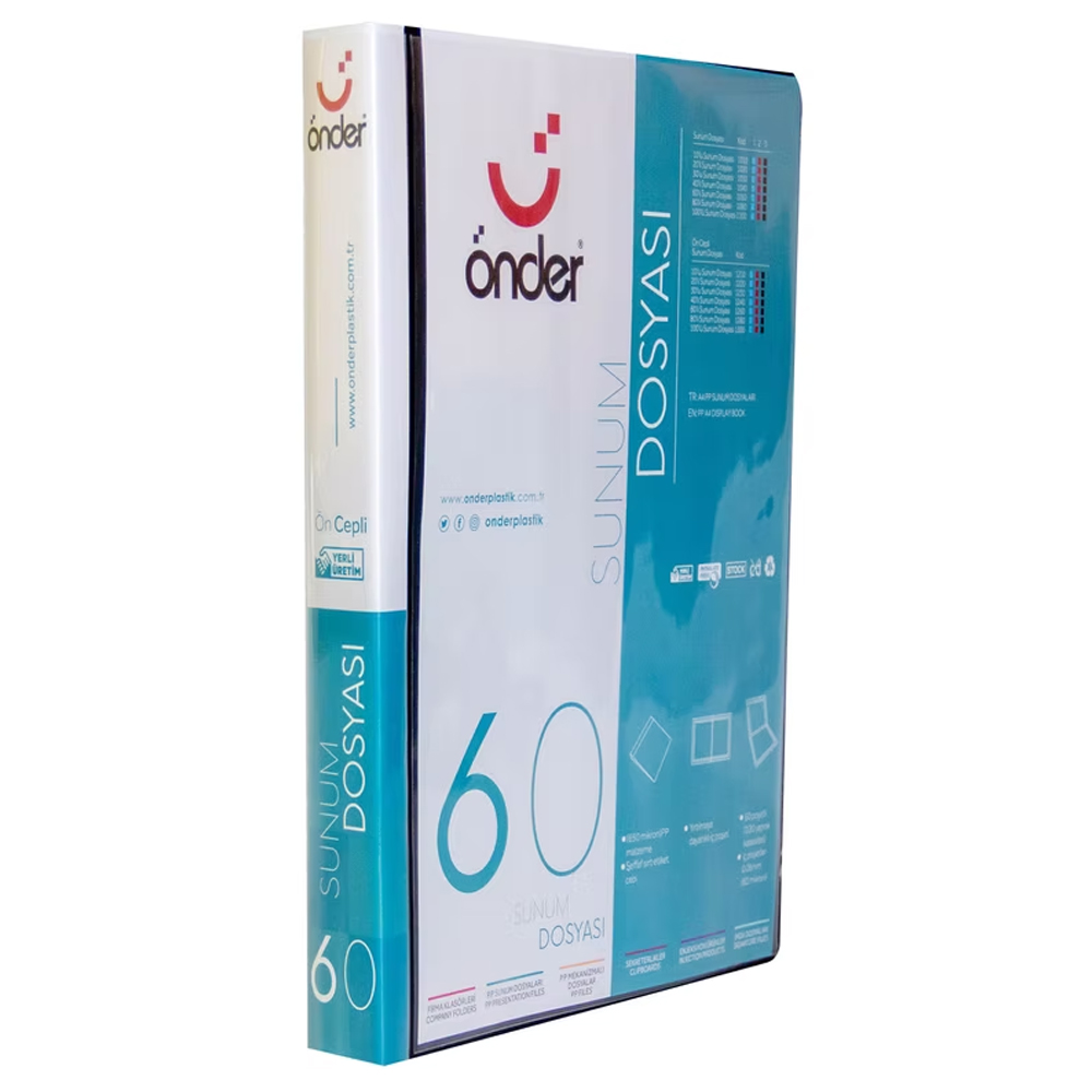 Önder Katalog (Sunum) Dosyası Ön Cepli PP 60 Lı Siyah 1260-3