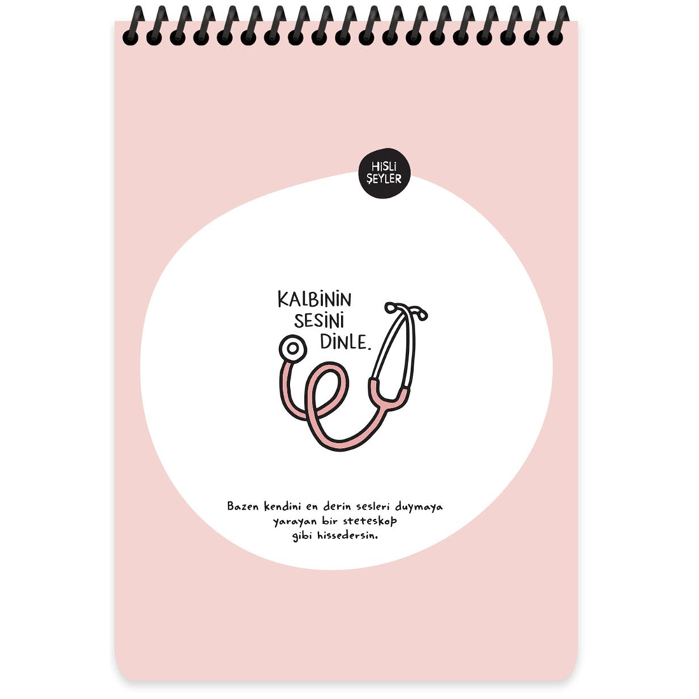 Keskin Color Hisli Şeyler A5 80 YP Çizgili Üstten Spiralli Karton Kapak Not Defteri - Kalbinin Sesini Dinle