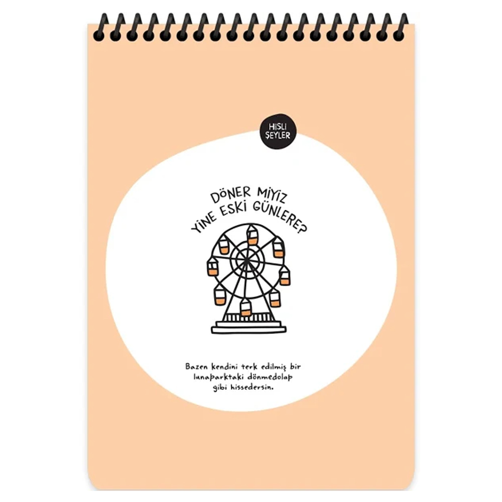 Keskin Color Hisli Şeyler A5 80 YP Çizgili Üstten Spiralli Karton Kapak Not Defteri - Döner Miyiz Yine Eski Günlere