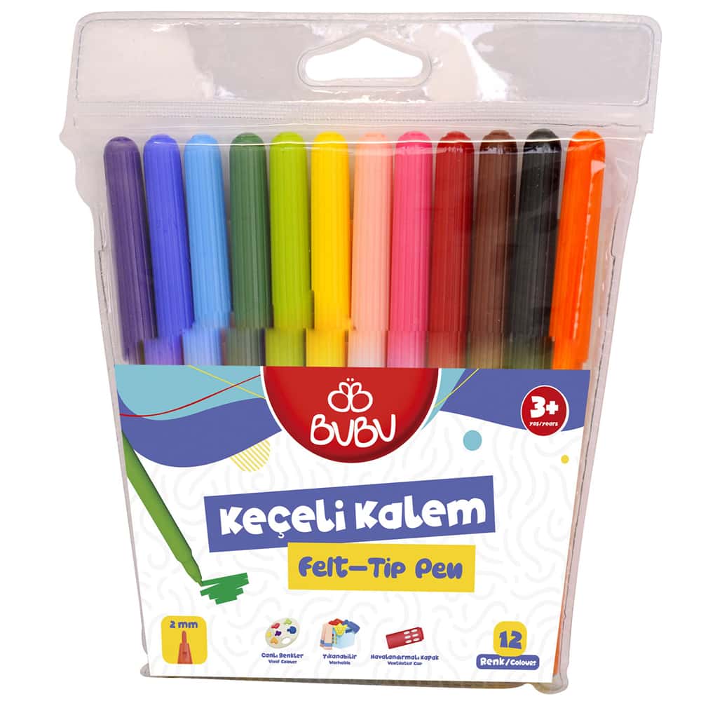 Bu-Bu Keçeli Kalem 12 Renk Pvc BUBU-KEC001