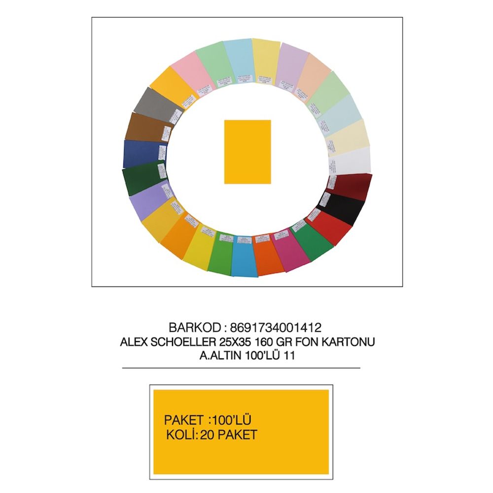 Alex Schoeller Fon Kartonu 25x35 No:11 A.Altın 100 Lü