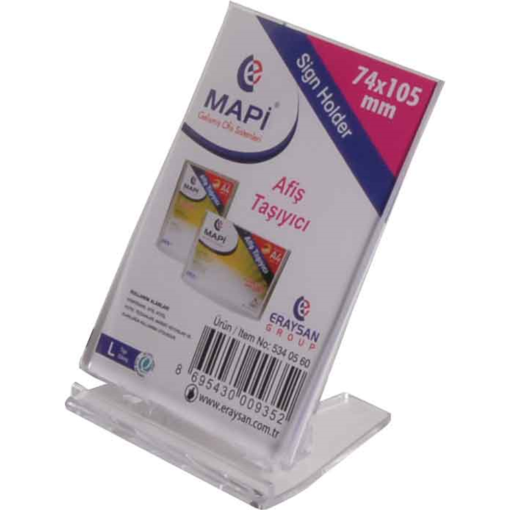 Mapi L Tipi Afiş Taşıyıcı Ayar.Alt Taban 74x105 Dikey