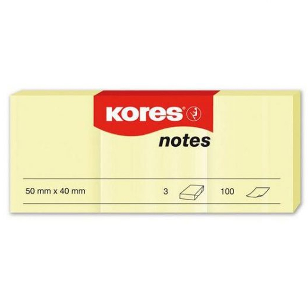 Kores Yapışkanlı Not Kağıdı Sarı 50x40 MM 100 Syf