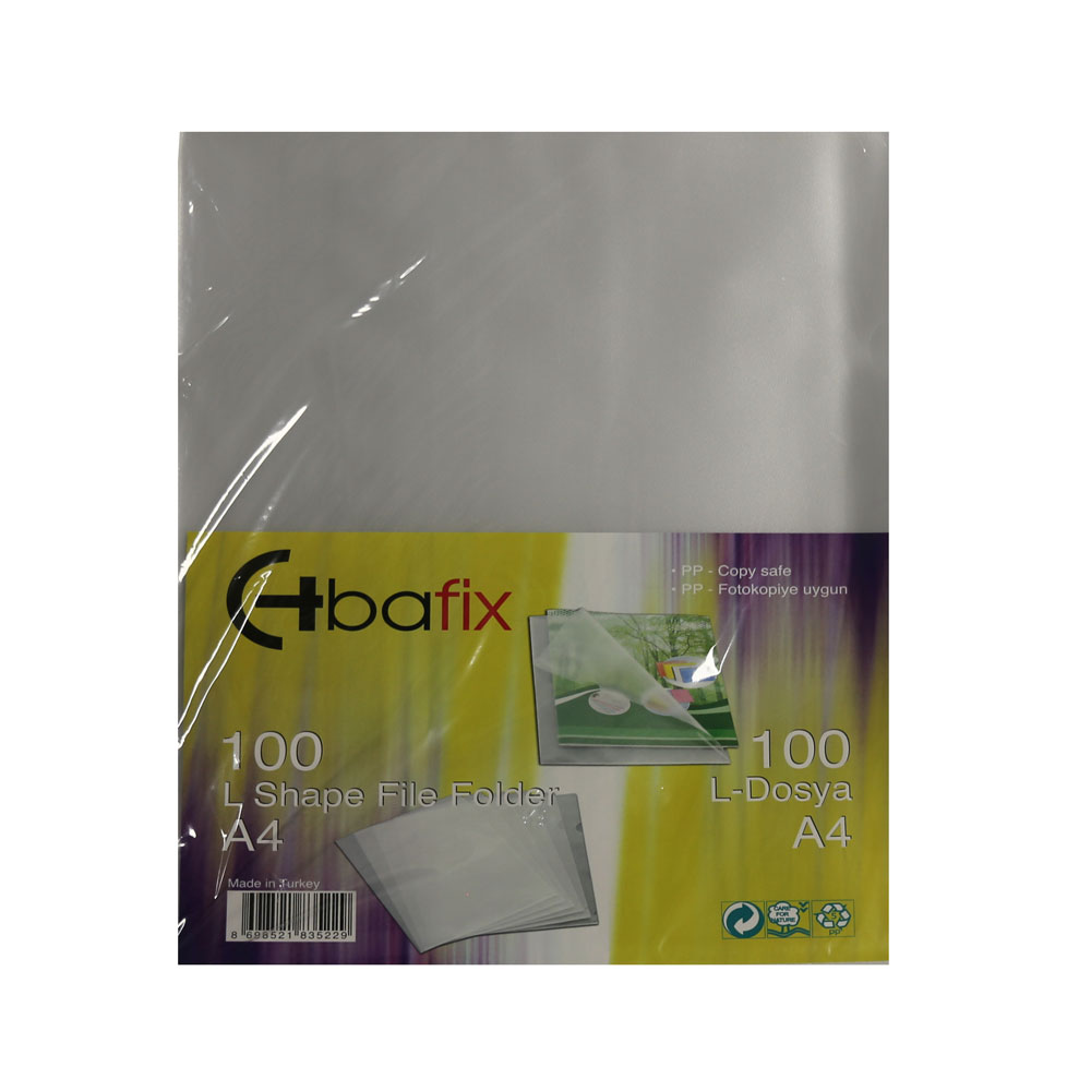 Bafix Poşet Dosya L Tipi A4 Şeffaf 90 Micron