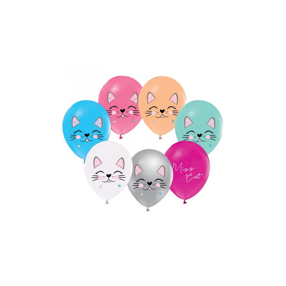 Balonevi Balon 4+1 Mıss Cat Baskılı 12"  8 Li