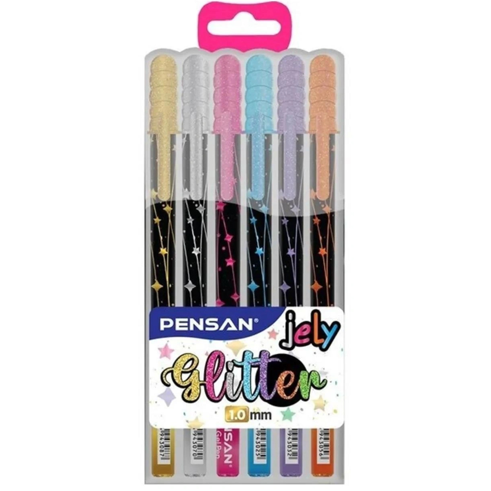 Pensan Jel Kalem Jely 1.0 MM Glıtter Simli Krş 6 Lı 2800