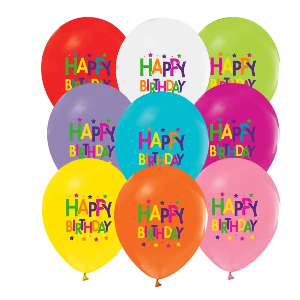 Balonevi Balon 4+0 Superstar Bırthday Baskılı 12" 8 Li