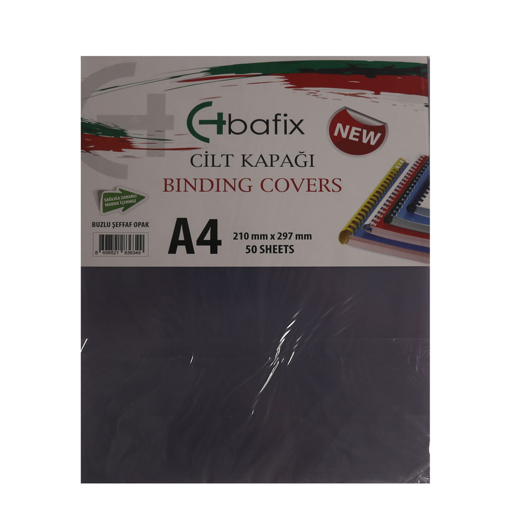 Bafix Cilt Kapağı Plastik Opak A4 350 MIC Buzlu Şeffaf