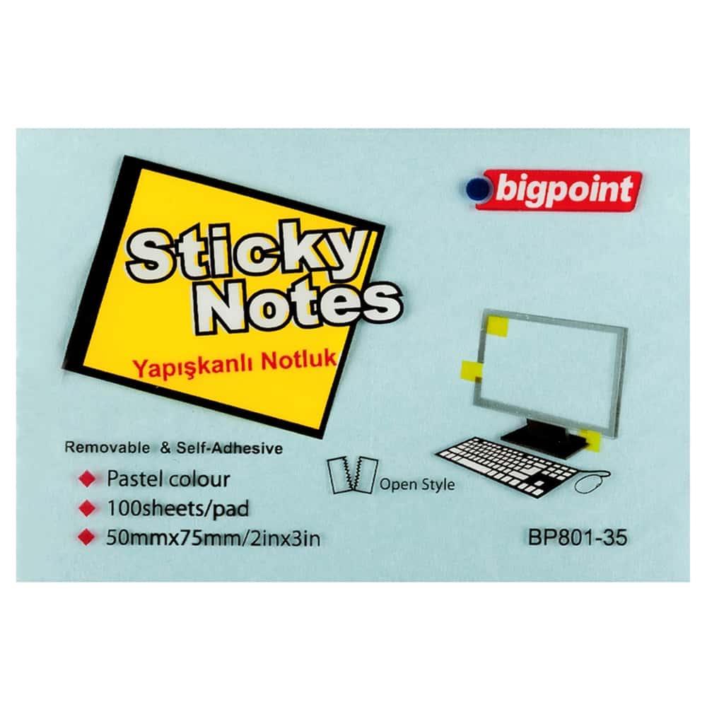 Bigpoint Yapışkanlı Not Kağıdı 75x50 Pastel Mavi BP801-35
