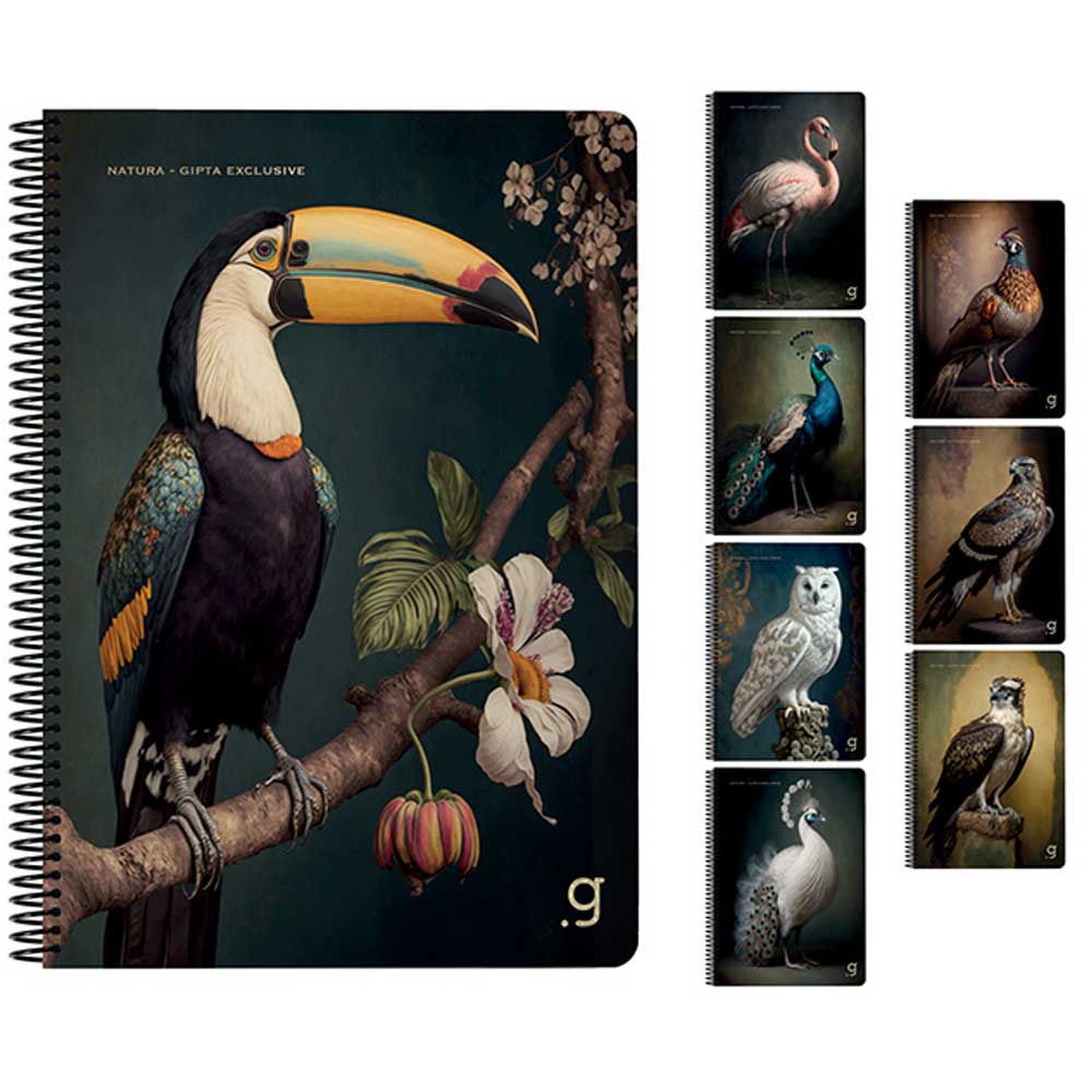 Gıpta Spiralli Karton Kapak Defter Natura 17x24 80 YP Kareli