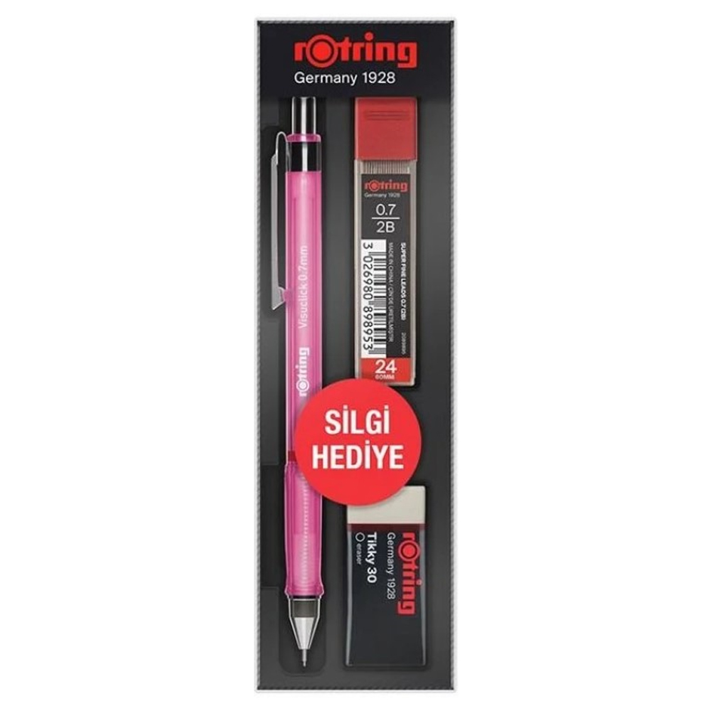 Rotring Okul Seti Visuclick Versatil/Min Silgi 0.7 MM Opak Pembe RO-VK07