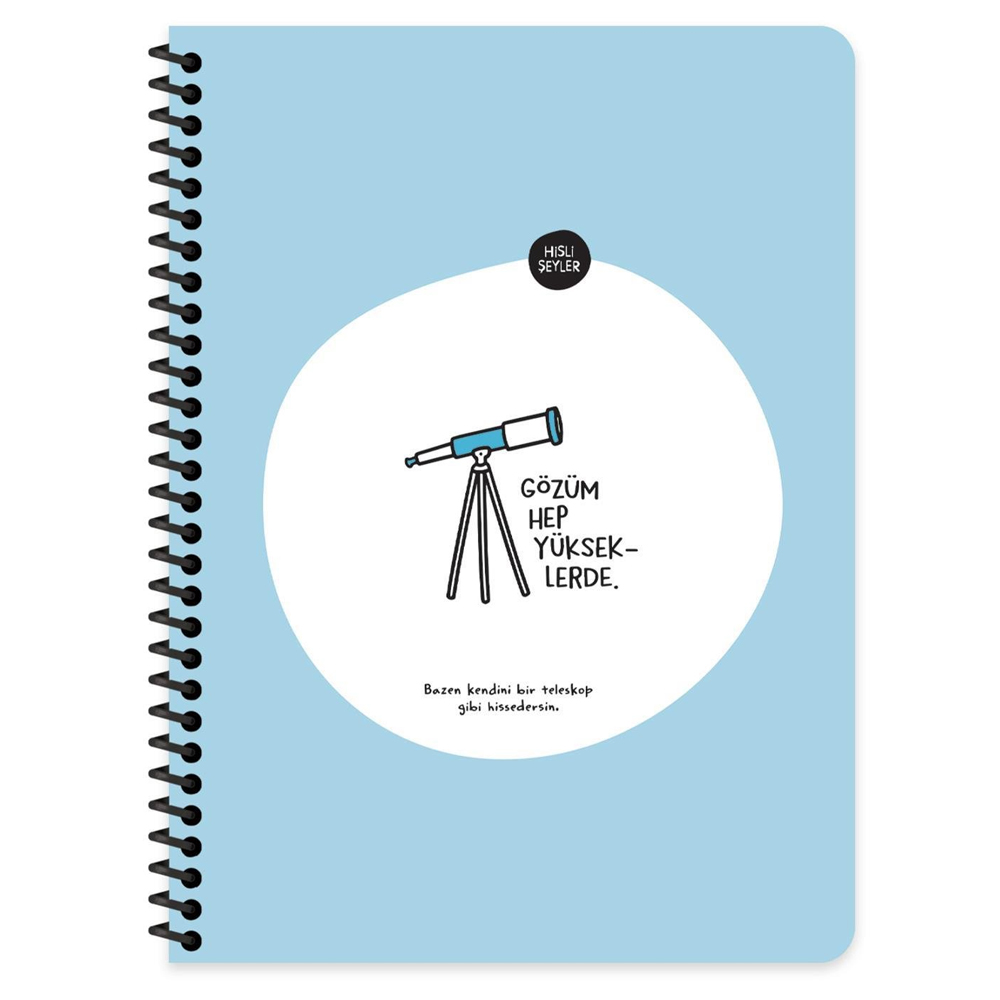 Hisli Şeyler Stickerli Defter Gözüm Yükseklerde 16,5x22,5 80 YP Çiz.