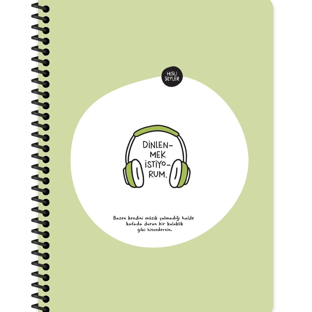 Hisli Şeyler Stickerli Defter Dinlenmek İstiyorum 16,5x22,5 80 YP Kar.