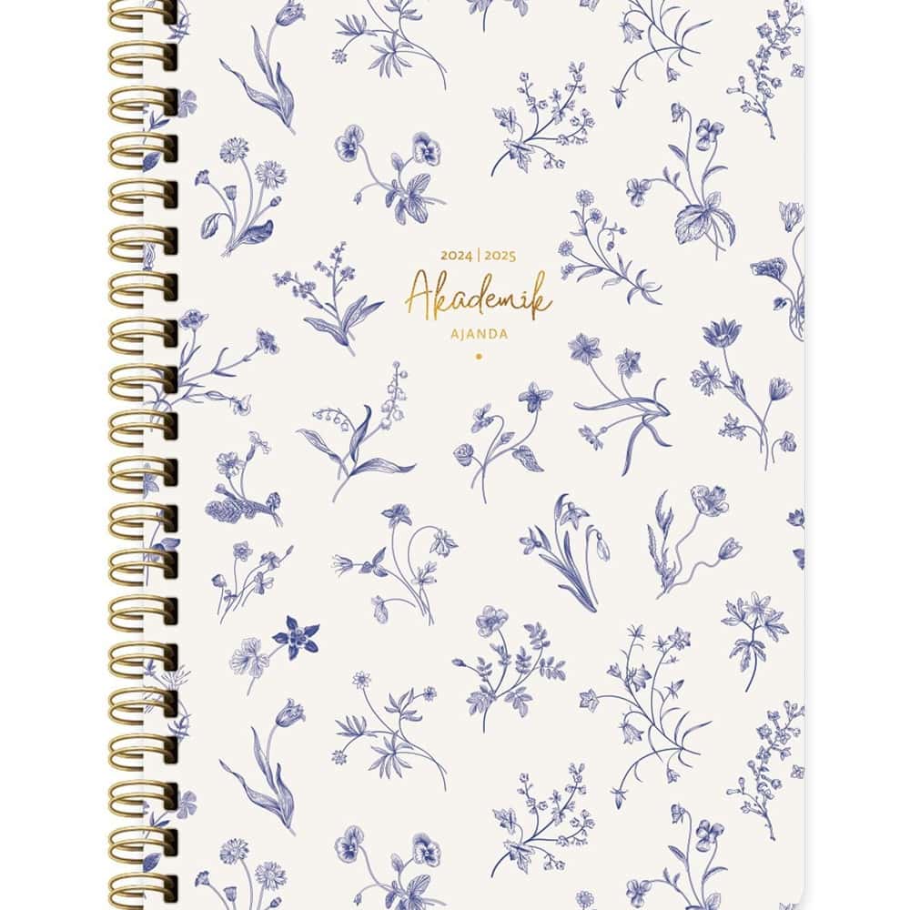 Keskin Color Akademik Ajanda Spiralli Mavi Çiçekler 17x24 830226-99