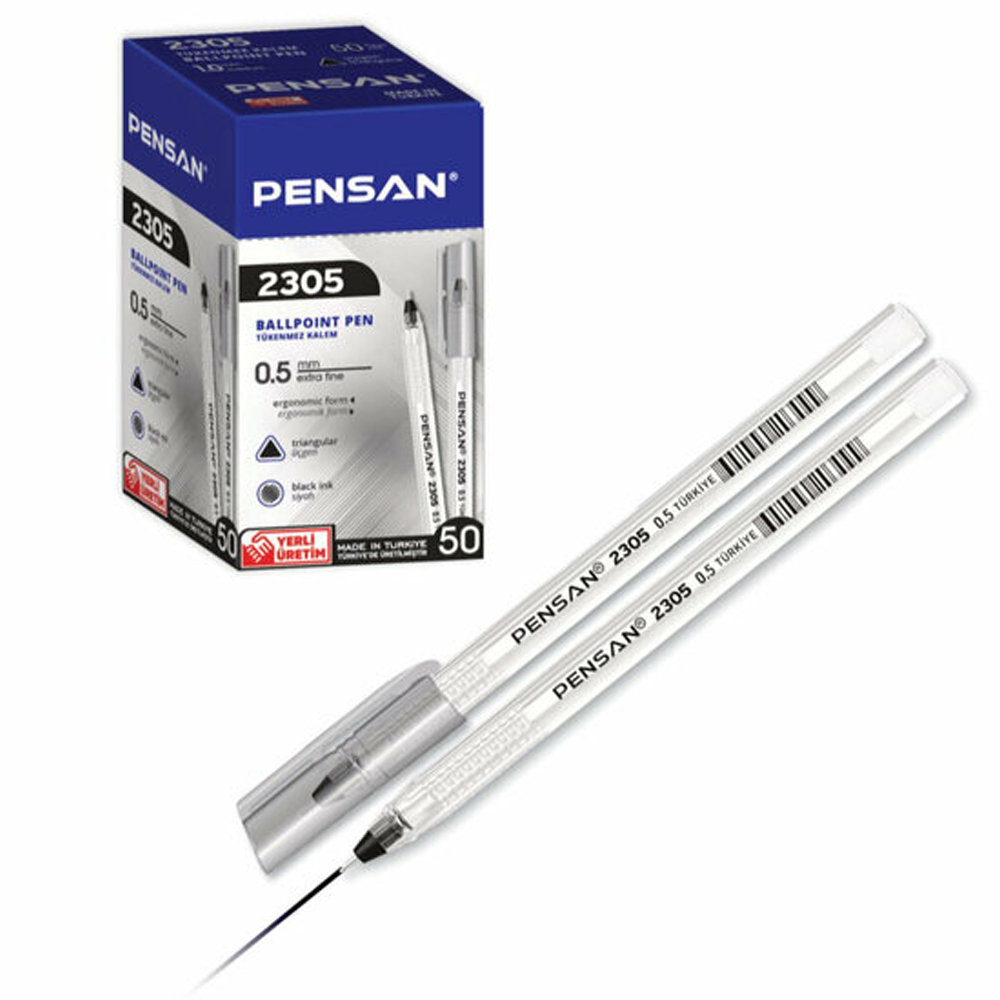 Pensan Tükenmez Kalem Üçgen Siyah 0.5 MM 50 Li 2305
