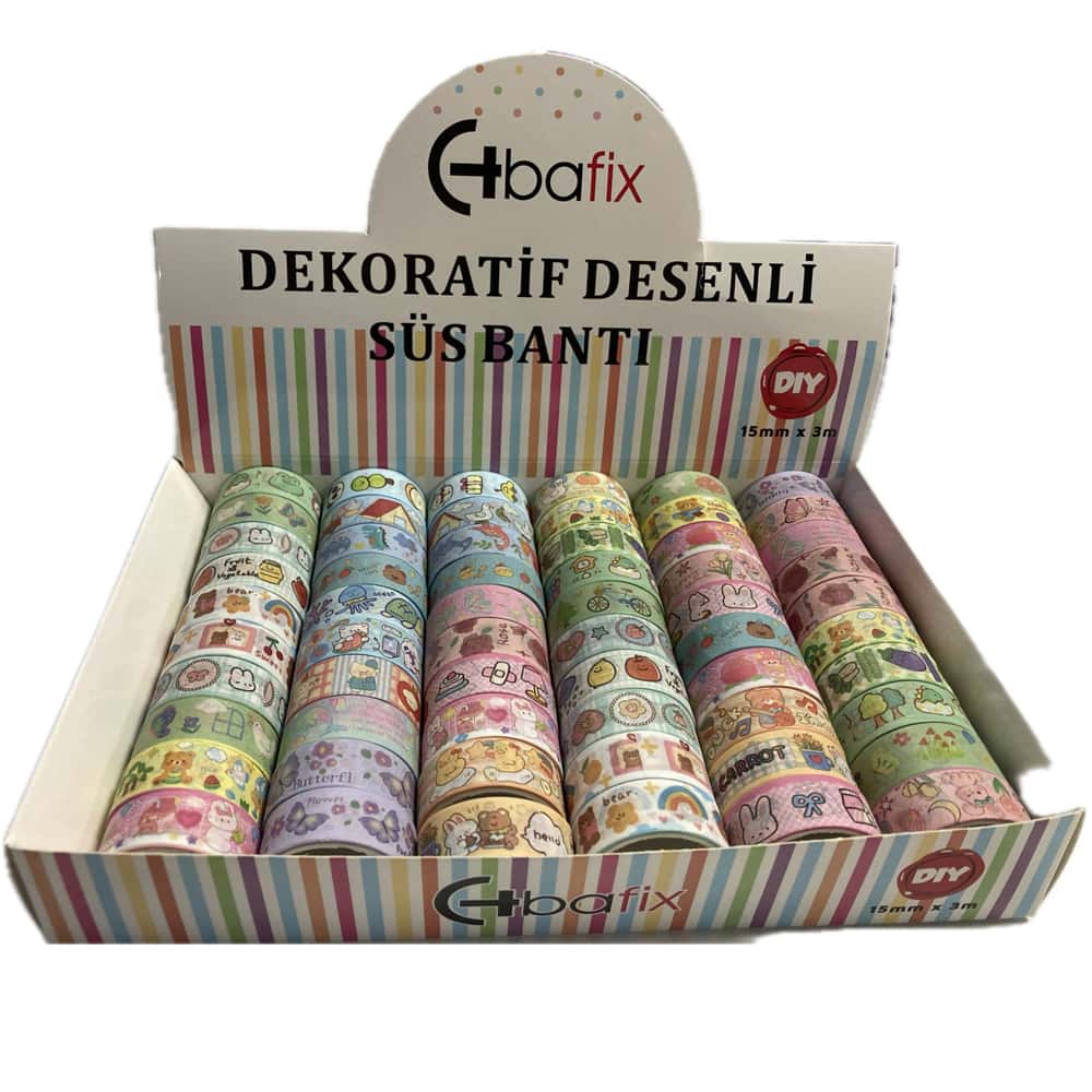 Bafix Desenli Bant Dekoratif Süs Bantı 15 MM x 3 MT 60 LI BFX-DEB0004