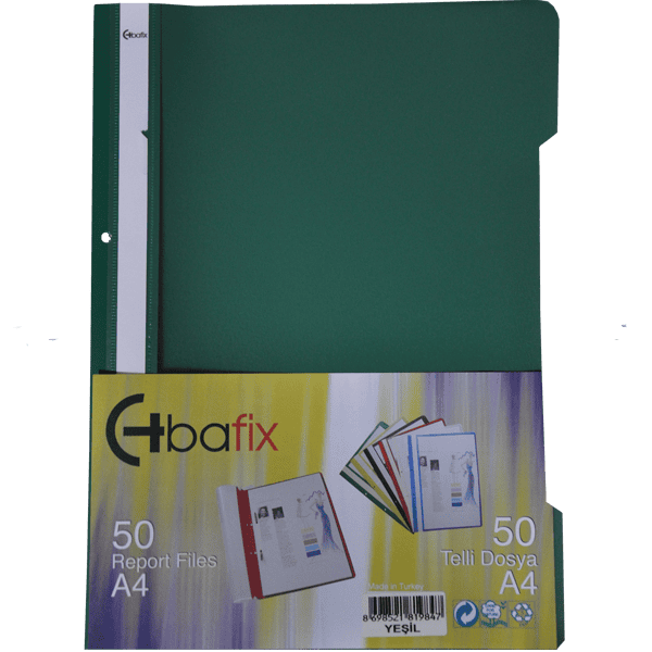 Bafix Telli Dosya Plastik XL Yeşil A4