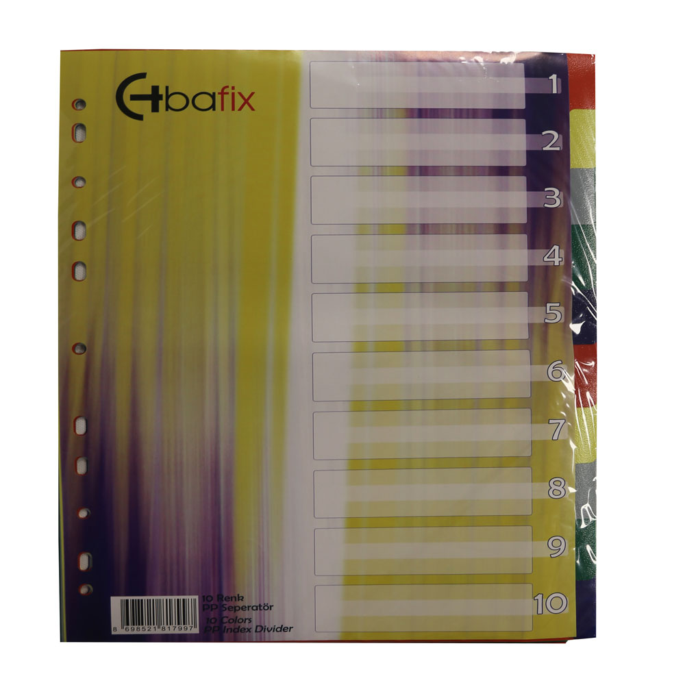 Bafix Seperatör 10 Renkli Plastik A4