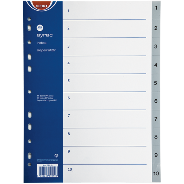 Noki Seperatör 1-10 Rakamlı Plastik A4 59210