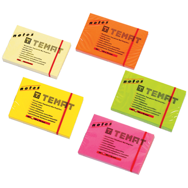 Temat Yapışkanlı Not Kağıt 50x75 MM Fosforlu Yeşil 11074