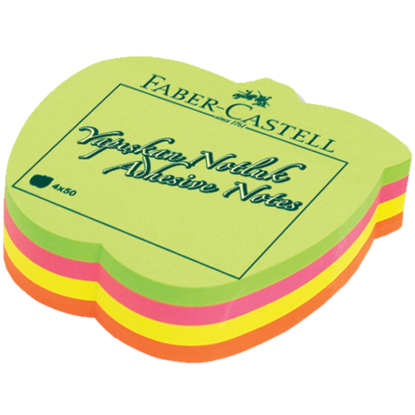 Faber-Castell Yapışkanlı Not Kağıdı Elma Şekilli 70x70 4 Renk 583039