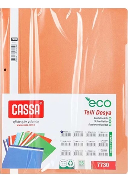 CASSA ECO TELLI DOSYA 50 LI PK TURUNCU  7730