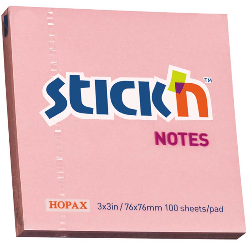 Hopax Stıckn Yapışkanlı Not Kağıdı 100 YP 76x76 Pastel Pembe HE21148